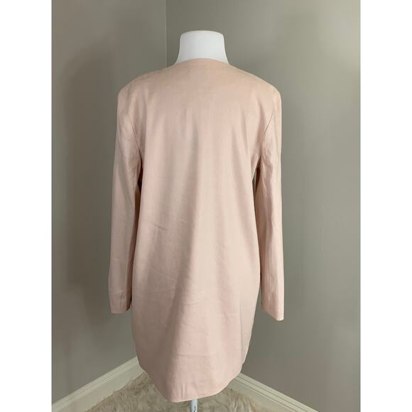NWT Pink Linen Long Blazer Scallop Spring Summer Modest Sunday Church Office - Picture 7 of 9